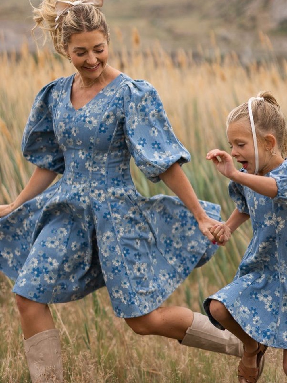 Icy city co Leah dress in floral denim size 2